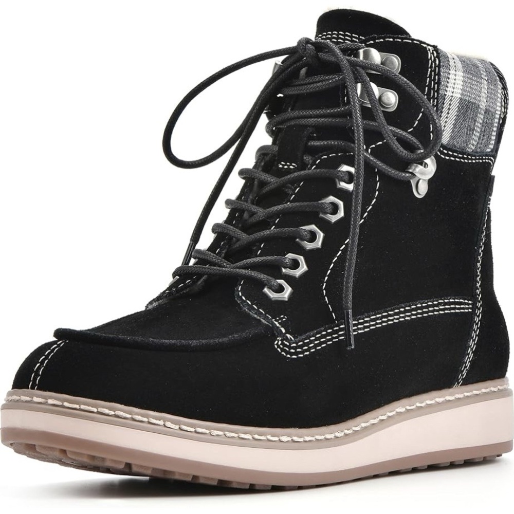 White Mountain Thyme black suede lace up ankle boots size 7.5 NWT
